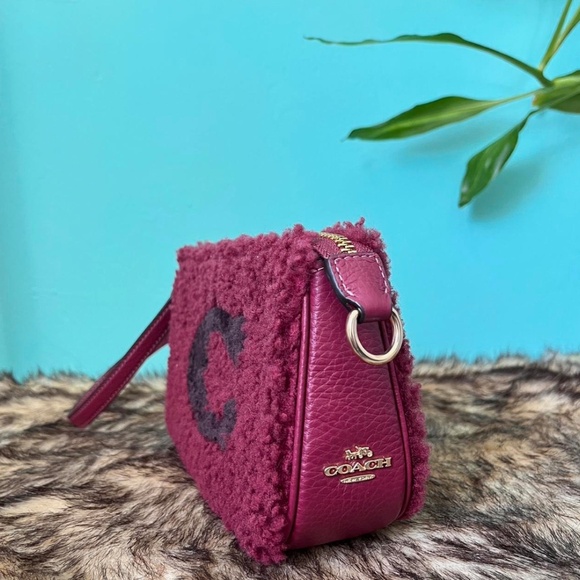 Coach CE691 Nolita 19 In Shearling With Coach Motif In Gold/Black Cherry - Picture 3 of 3